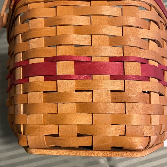 Longaberger Woven Basket with Red and Tan Accents - Picture 5 of 14